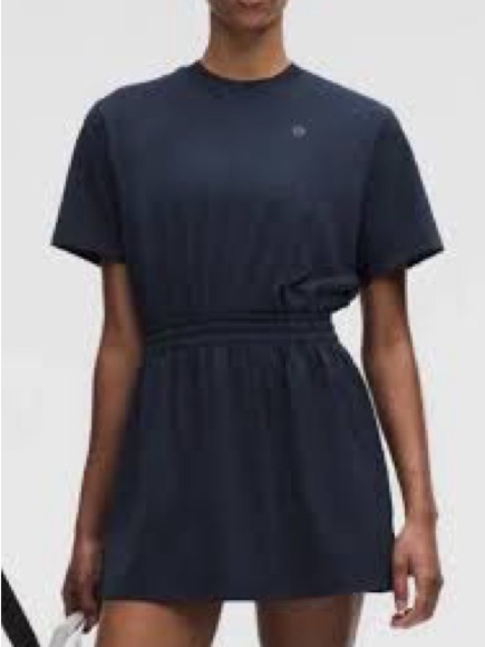 Lululemon Smocked Waist T-Shirt Dress Black Size 4 Recycled Polyester